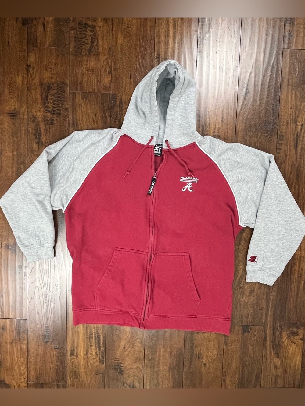 Vintage Team Starter Alabama Crimson Tide Full Zip Hoodie Men’s XL Distressed.